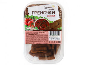 Колбаски МИНИ с сыром с/к (100 гр): Сурские гренки с Аджикой (100 гр)